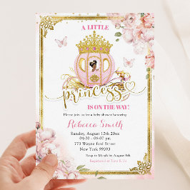 Gold Pink African Princess Carriage Baby Shooter Einladung