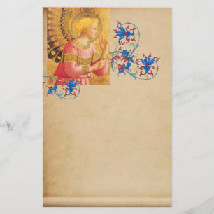 GOLD PINK ANGEL Antikes Blumenmuster Briefpapier