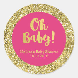 Gold Pink Baby Dusche Oh Baby Gefallen Aufkleber
