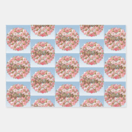 Gold Pink Blume Geschenkpapier Wrap Set