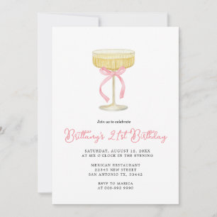 Gold & Pink Champagner 21. Geburtstagseinladung Einladung