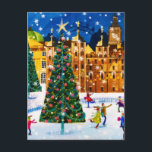 Gold Pink Christmas Winter Ice Skaten Feiertagspostkarte<br><div class="desc">Es ist ein Abend schneebedeckter Spaß. Jeder genießt eine Nacht auf der Bahn von Eis Skaten. In der Winterszene um sie herum erhellt das Glühen des Weihnachtsbaumes den frisch fallenden Schnee.</div>