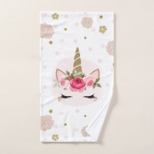 Gold & Pink Einhorn Blumen blühen trendy süß Badhandtuch Set