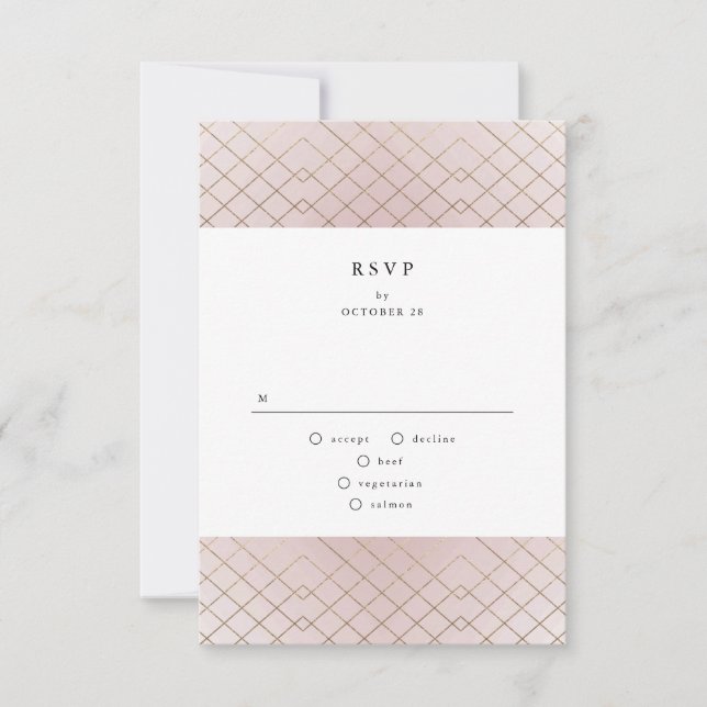 Gold Pink Elegance Diamond Geo Deko Wedding RSVP Karte (Vorderseite)