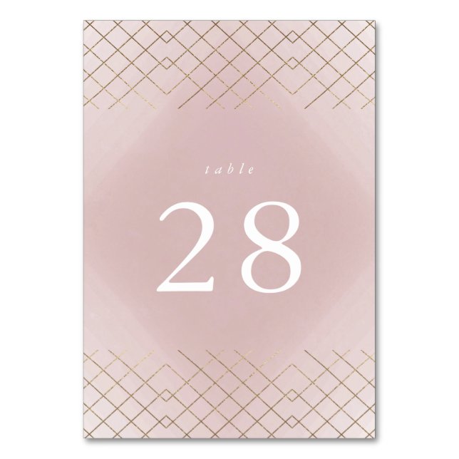 Gold Pink Elegance Diamond Geo Deko Wedding Tischnummer (Vorderseite)