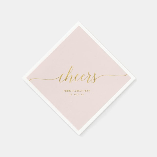 Gold & Pink Elegant Stilvolle Briefe Cheers Napki Serviette (Ecke)
