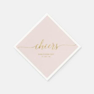 Gold & Pink Elegante Stylische Beschriftung Prost  Serviette