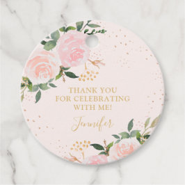 Gold Pink Floral Geburtstag Geschenkanhänger