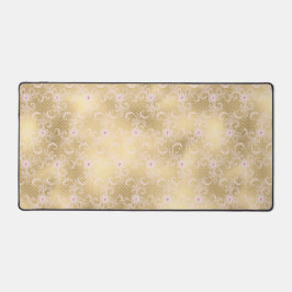 Gold Pink Floral Lace Schreibtischunterlage