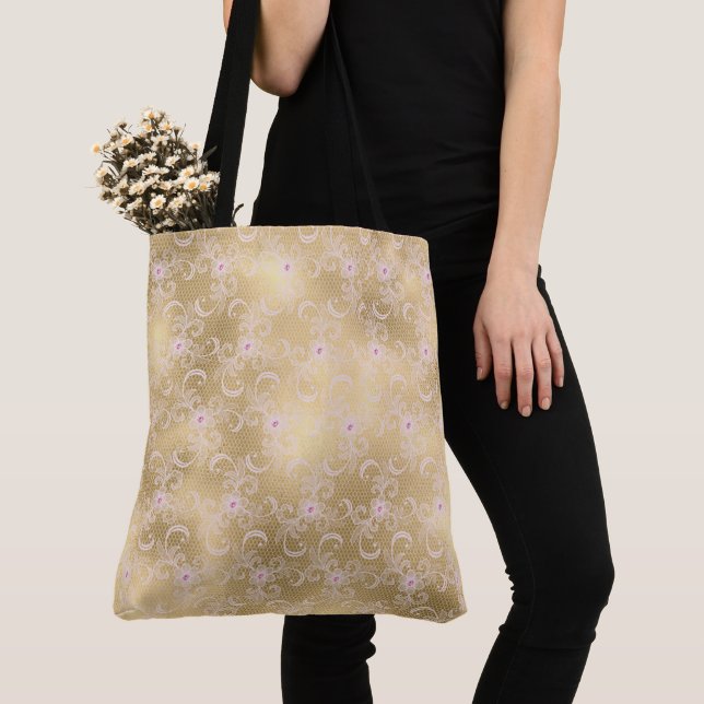 Gold Pink Floral Lace Tasche (Von Nahem)
