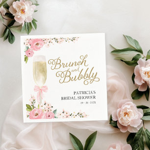 Gold Pink Florales Brunch- und Champagner-Brautjun Serviette
