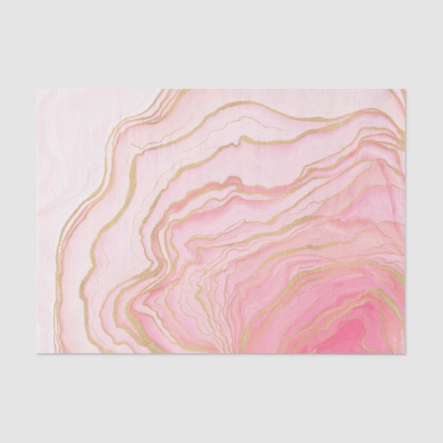 Gold Pink Fluid Liquid Painting Seidenpapier (Vorderseite)