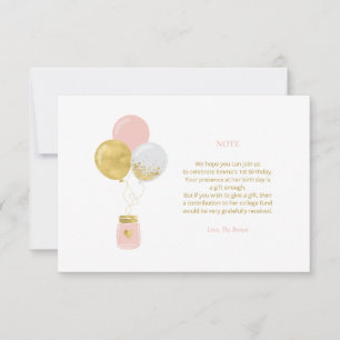 Gold & Pink   Geburtstagsfeier-Geschenk-Einlagekar Dankeskarte