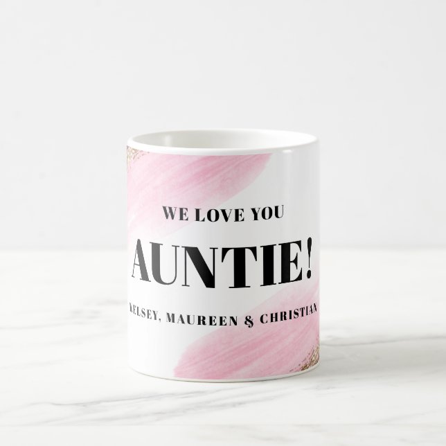 Gold Pink Gift for Auntie with  Names  Kaffeetasse (Mittel)