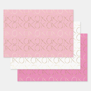 Gold Pink Girly Glam XOXO Geschenkpapier Set