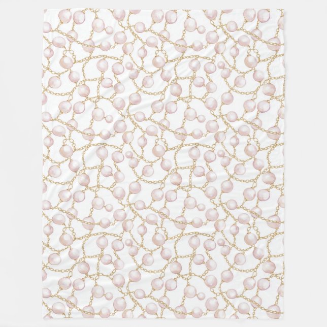 Gold Pink Glam Pearls Weihnachten Fleecedecke (Vorderseite)