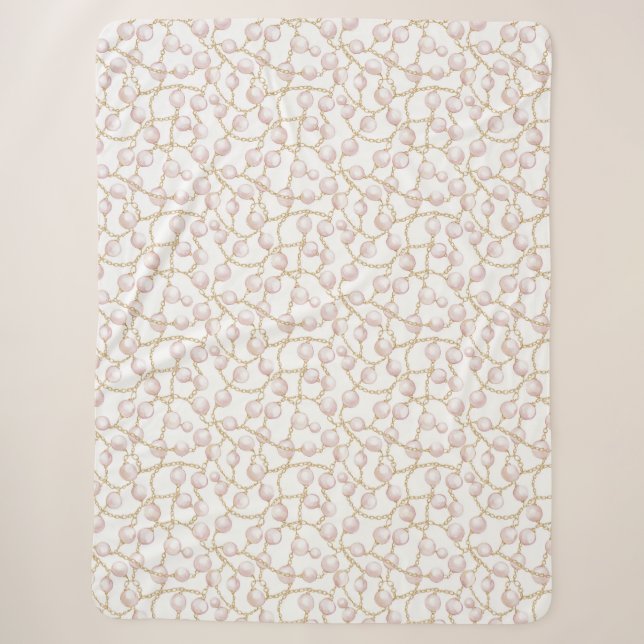Gold Pink Glam Pearls Weihnachten Sherpadecke (Vorderseite)