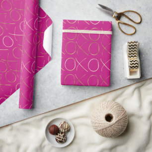 Gold Pink Glam XOXO Geschenkpapier