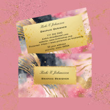 Gold Pink Glitzer Foil Business Card