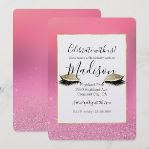 Gold Pink Glitzy Eyes Einladung