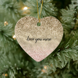 Gold Pink Glitzy Glitzer Liebe Keramik Ornament