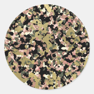 Gold Pink Grün Schwarz Tarnmuster Druck Runder Aufkleber