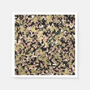Gold Pink Grün Schwarz Tarnmuster Party Serviette