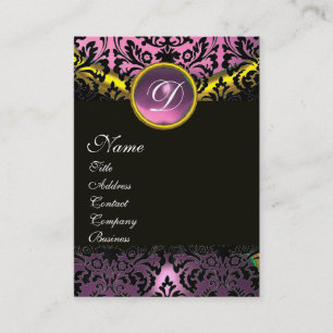 GOLD PINK LAVENDER SCHWARZ AMETHYST DAMAST MONOGRA VISITENKARTE