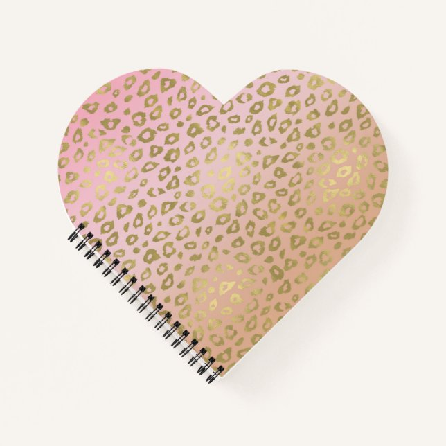 Gold Pink Leopard Print Notizbuch (Vorderseite)
