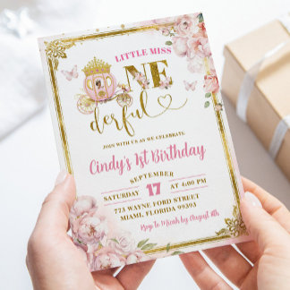 Gold Pink mexikanische Prinzessin Onederful Birthd Einladung