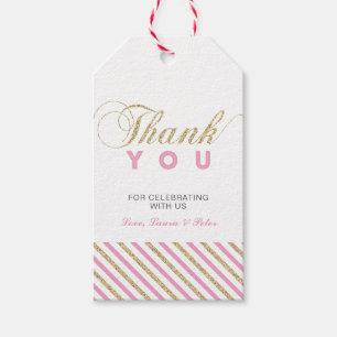 Gold & Pink Moderne Partygeschenk-Dankeschön-Tag Geschenkanhänger