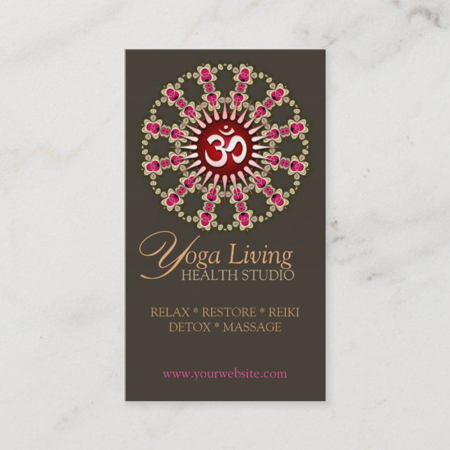 Gold Pink Om Energy Healing Yoga New Age Biz Cards Visitenkarte (Vorderseite)