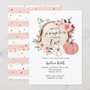 Gold Pink petit citrouille tourne une invitation