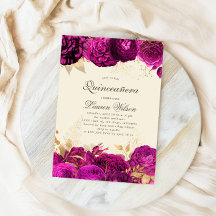 Gold Pink Roses Quinceanera QR Code