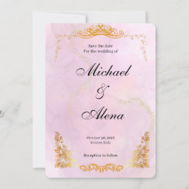Gold & Pink, Royal & Klassische Hochzeit Termin me Save The Date