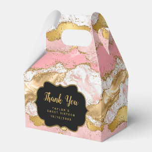 Gold Pink Sequins Agate 16 . Geburtstag Danke Geschenkschachtel