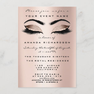 Gold Pink Skinny Makeup Glitzer Bridal 16. Augen Einladung