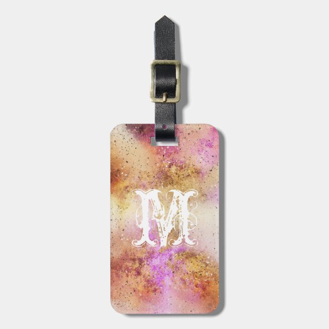Gold Pink Sky Watercolor Personalisiert Gepäckanhänger (Vorderseite vertikal)