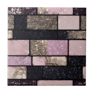 Gold Pink Sparkle Brick Muster Fliese