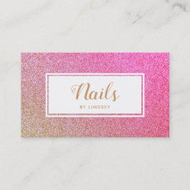 Gold Pink Sparkle Glitzer Nail Artist Visitenkarte