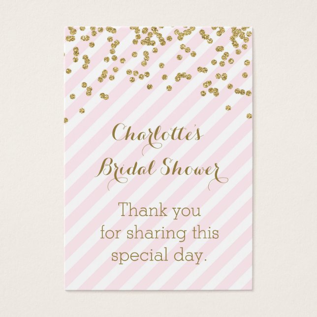 Gold Pink Stripes Brautparty Bevorzugungstags (Vorderseite)