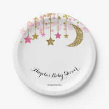 Gold Pink Tinkle Tinkle Baby Show Paper Plate