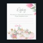 Gold Pink White Pumpkin Baby Wishes Game Card Flyer<br><div class="desc">Modern Gold,  Blush Pink and White cute Pumpkin with flowers Baby Shower invitations will be perfect for your occasion to make it memorable. You can find matching items also.</div>