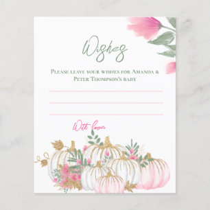 Gold Pink White Pumpkin Baby Wishes Game Card Flyer