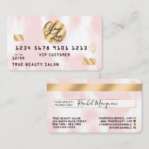Gold Pink White Watercolor Kreditkarte Logo Visitenkarte
