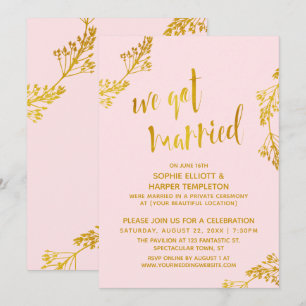 Gold & Pink Wir haben Verheiratete Post Wedding Pa Einladung