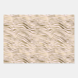 Gold Pink Zebra Animal Print Geschenkpapier Set