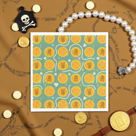 Gold Pirate Coins and Pearls Pattern Serviette