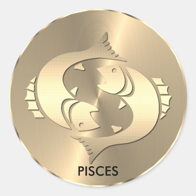 Gold Pisces ♓ Fisch - Zodiac-Zeichen Runder Aufkleber (Vorderseite)