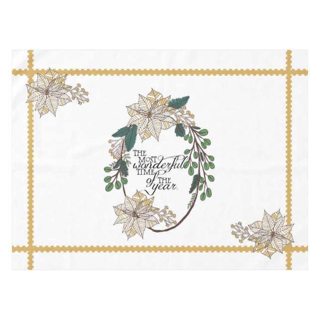 Gold Poinsettia Die schönste Time Tabletecloth Tischdecke (Vorderseite (Horizontal))